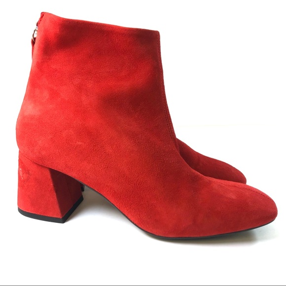 TOPSHOP women red suede back zip booties NWOT, 6,5 - Picture 2 of 10
